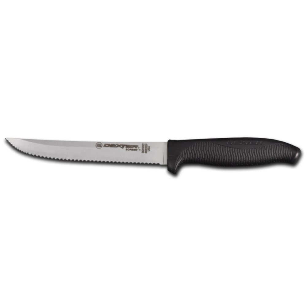 Dexter Russell SofGrip Black Handle 6" Scalloped Utility Knife