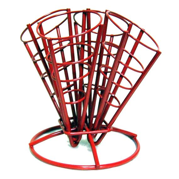 BlueBird Red Wire 4-Holder Cone Basket