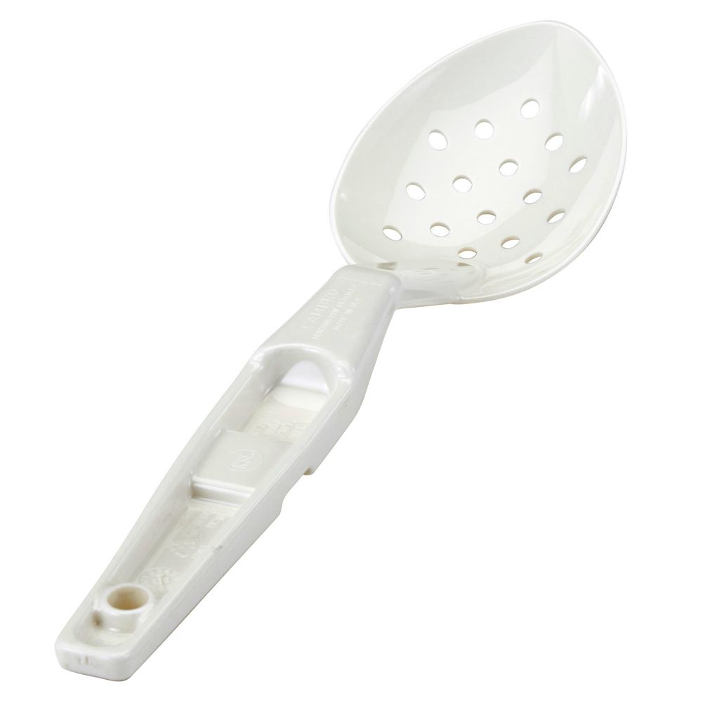 Cambro&reg; White 11-1/8" Camwear&reg; Perforated Deli Spoon