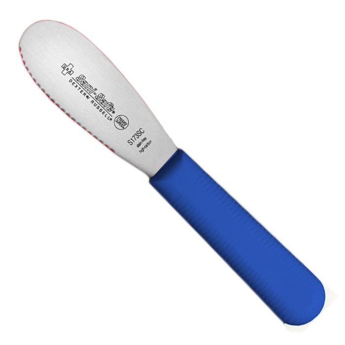Dexter Russell Sani-Safe&reg; Blue Handle Scalloped Sandwich Spreader