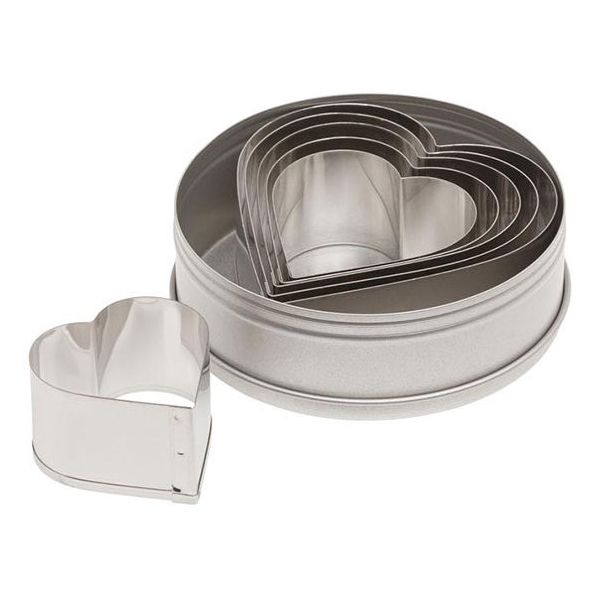 Ateco Plain Edge 6-Piece Heart Shaped Cutter Set
