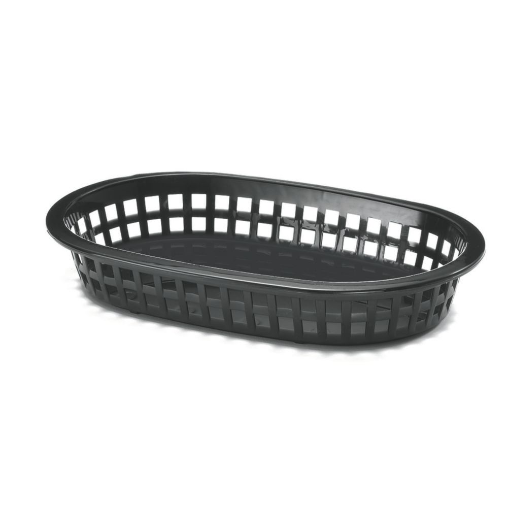 Tablecraft Black 8-1/2" x 6" Oval A La Carte Platter Basket