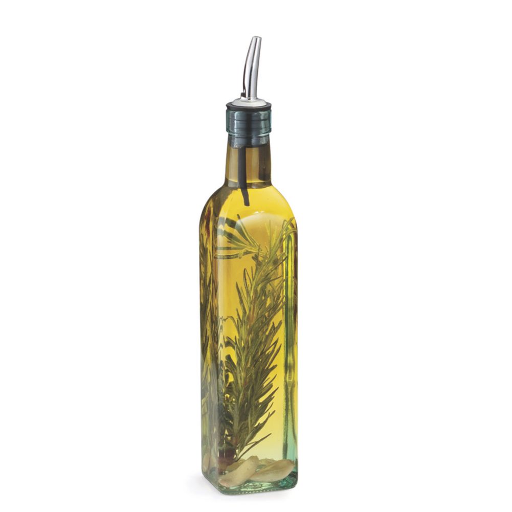 Tablecraft Prima&trade; 16 Oz. Green Tint Square Olive Oil Bottle