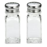 Tablecraft 2 Oz Round Glass Salt & Pepper Shakers with S/S Tops