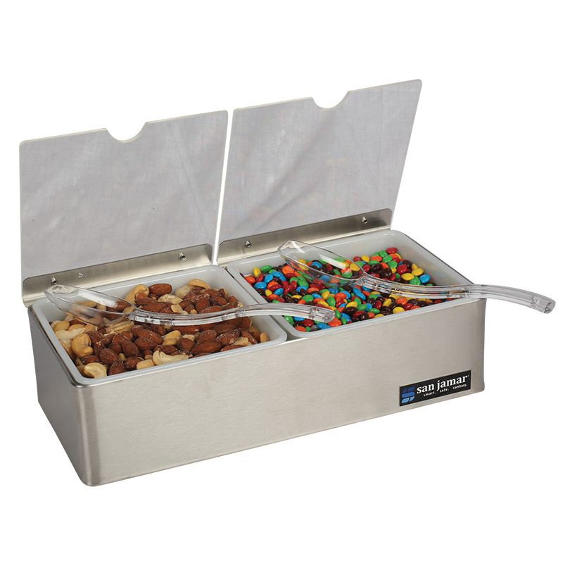 San Jamar&reg; 2-Compartment Condiment Tray with Notched Lids