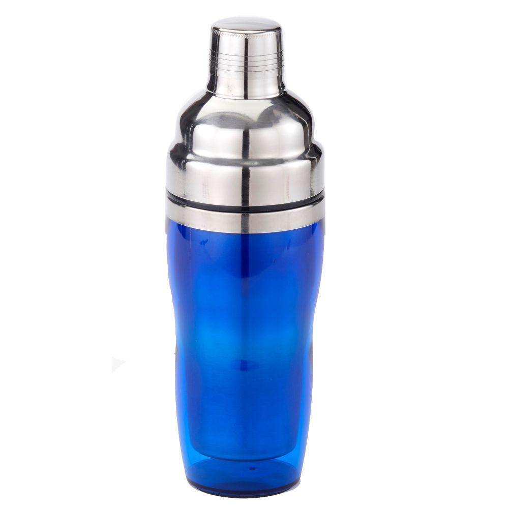 American Metalcraft Blue 3-Piece 16 Oz Cocktail Shaker with S/S Top