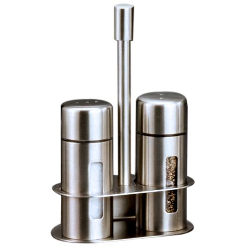 American Metalcraft Round S/S Salt And Pepper Shaker Set w/ Base