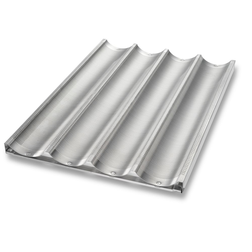 Chicago Metallic Uni-Lock&trade; Perf. Aluminum 4-Mold Baguette Pan
