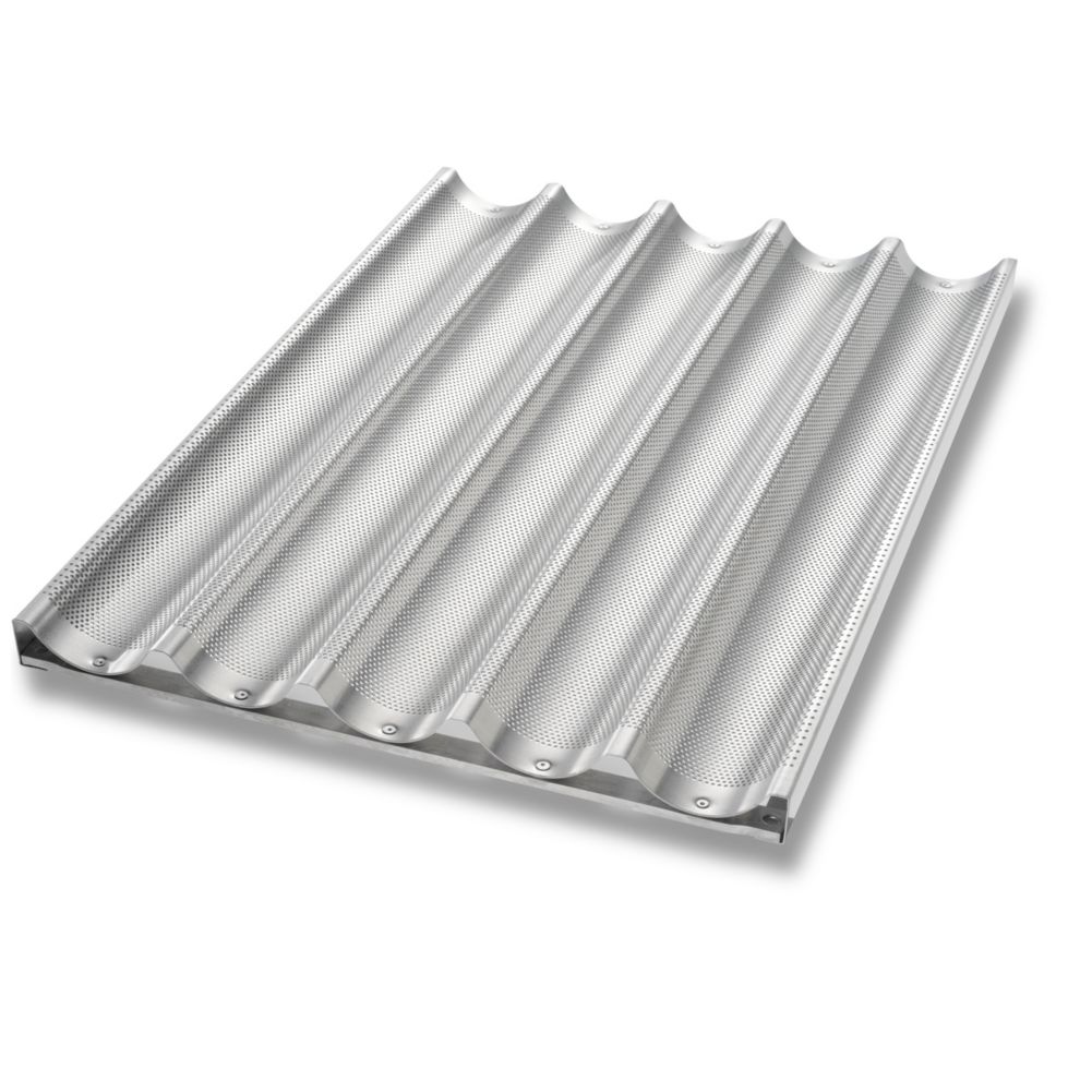 Chicago Metallic Uni-Lock&trade; Perf. Aluminum 5-Mold Baguette Pan