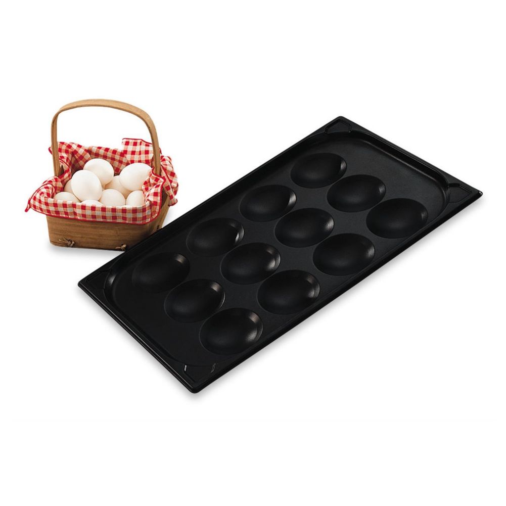 Vollrath Black S/S Non-Stick 21 x 13 x 1 Egg Poacher Pan