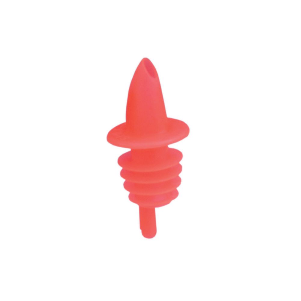Spill-Stop Fluorescent Red Plastic Pourer