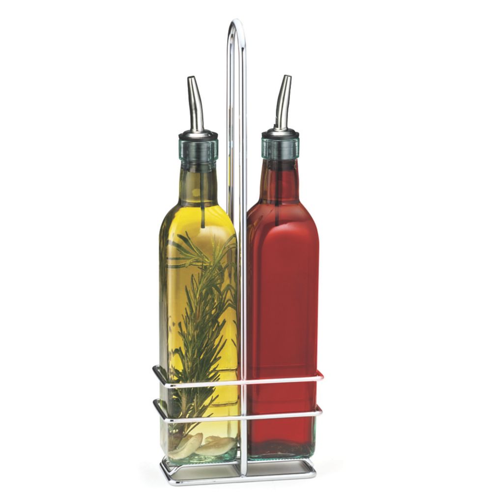 Tablecraft Prima&trade; 16 Oz 2-Bottle Cruet Set with Chrome Rack