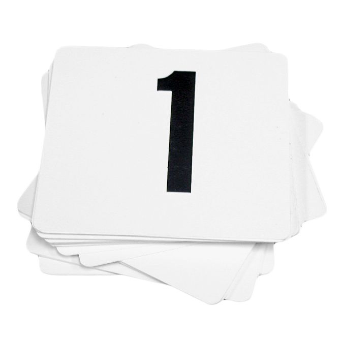 Large Plastic Table Numbers, White w/ Black