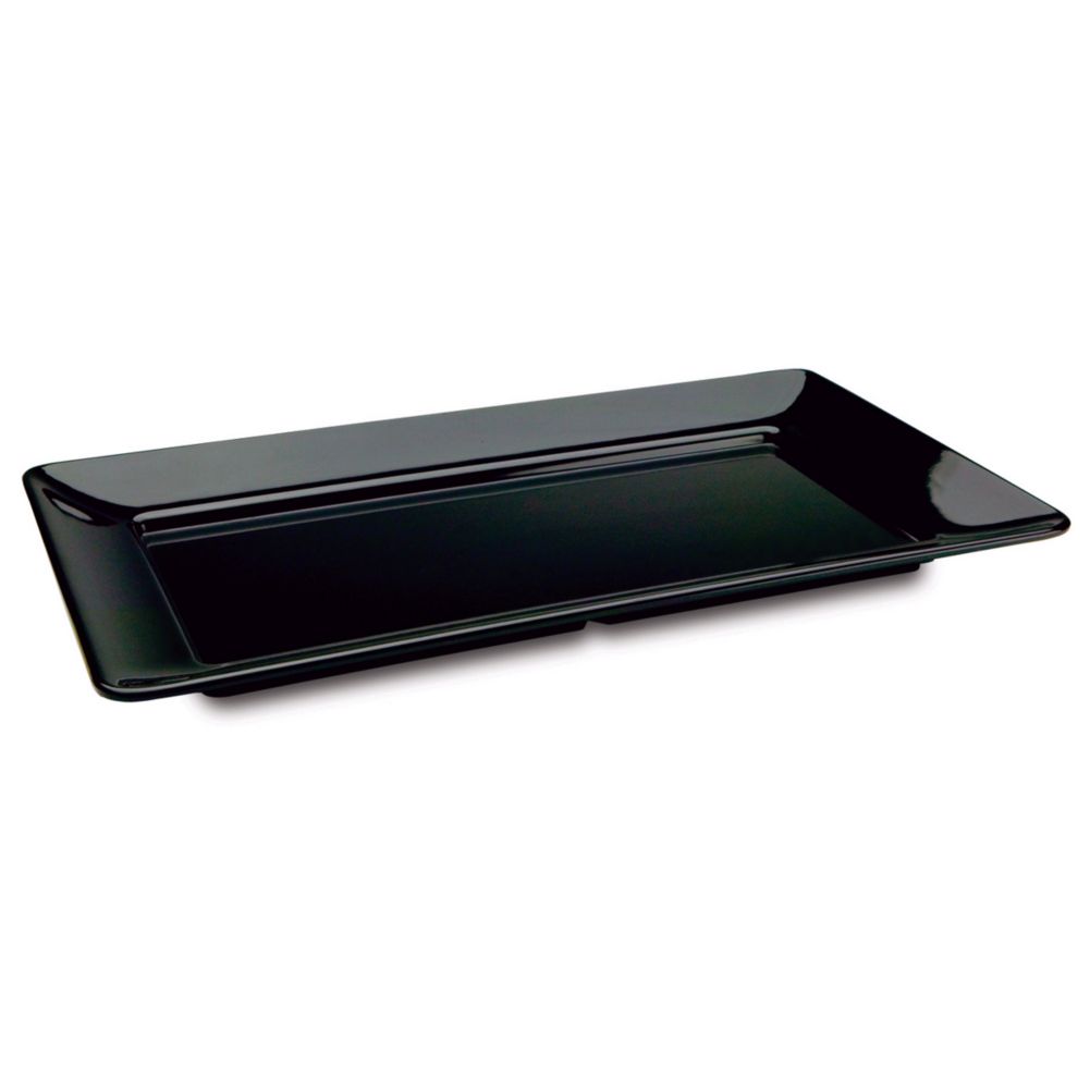 Delfin 21" x 12" x 1.5" Black Rectangular Pacific Rim Tray