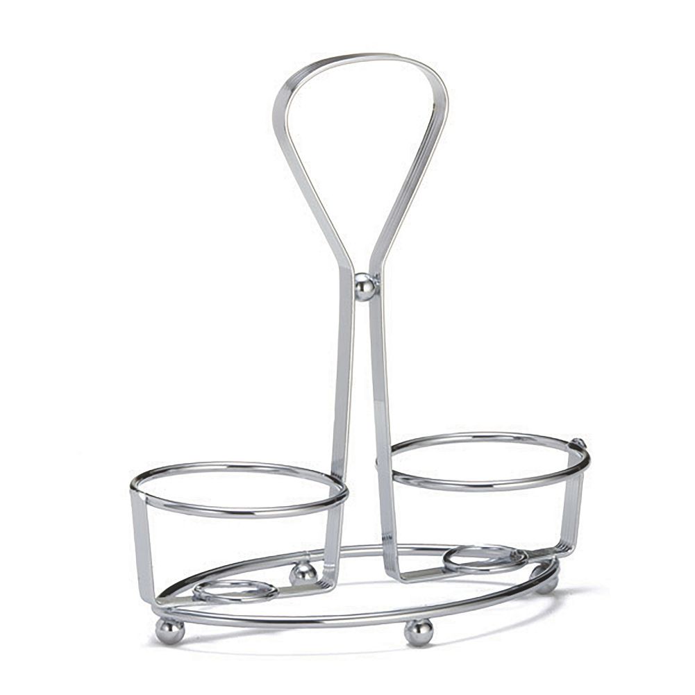 Tablecraft 2-Ring Chrome Plated Dispenser / Condiment Rack