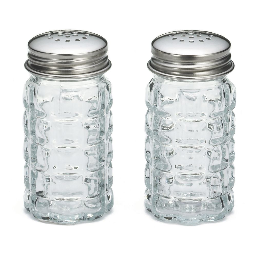 Tablecraft Nostalgia Glass Salt and Pepper Shakers with S/S Tops