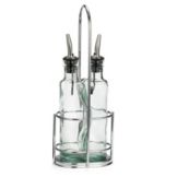 Tablecraft Gemelli&trade; Green 8.5 oz Glass Bottle Set w/ Chrome Rack