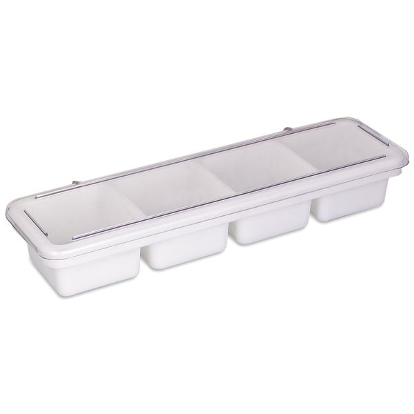 Browne Foodservice White Plastic Bar Caddy / Condiment Tray w/ Cover