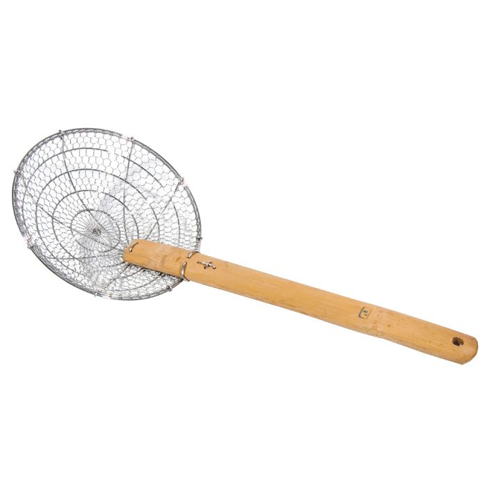 Town Food Service 8" Bamboo Handled Stainless Skimmer