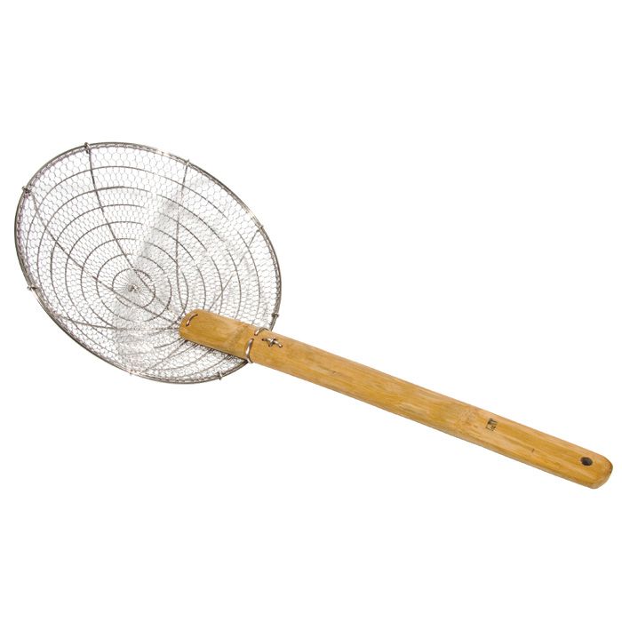Town Food Service 12" Bamboo Handled Stainless Skimmer