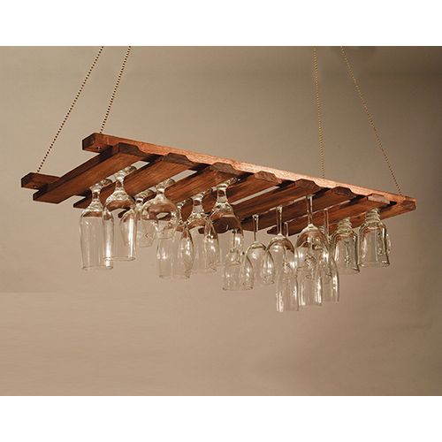 American Metalcraft 14" X 35" Walnut Hanging Glass Rack