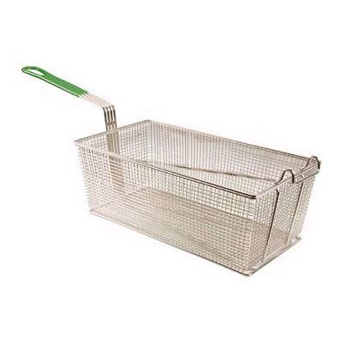 Prince Castle 16". Fry Basket w/ Front Hook / Grn Plastisol Hndl.