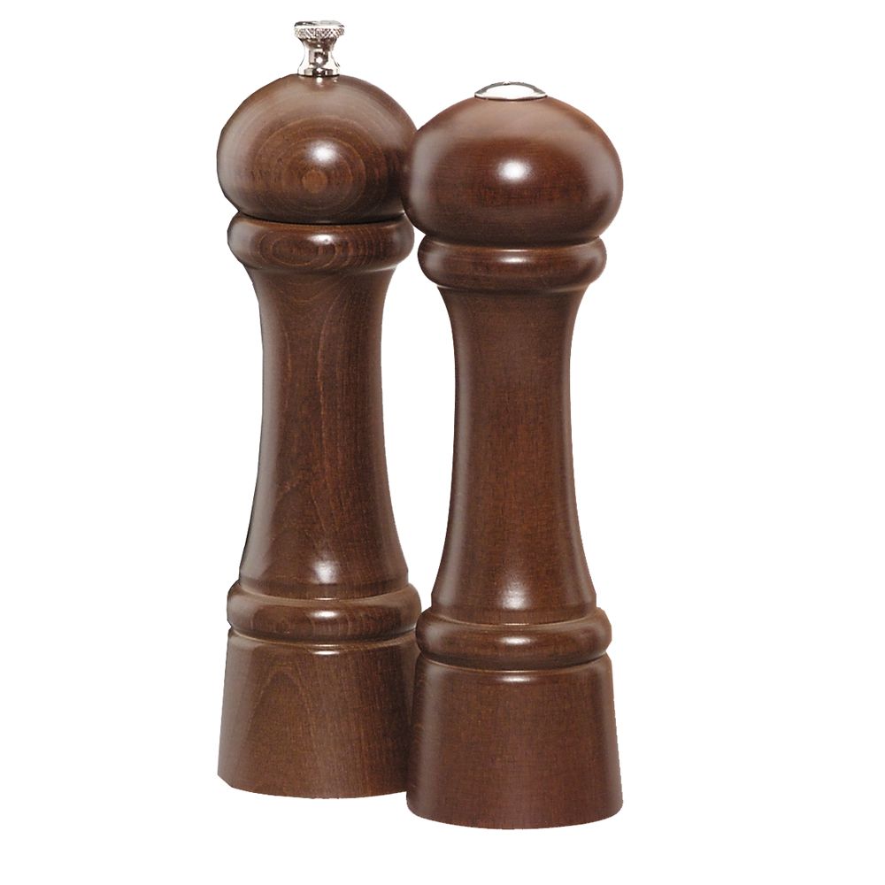 Chef Specialties Walnut 8" Windsor Pepper Mill / Salt Shaker Set
