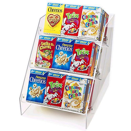 Cal-Mil&reg; Clear 3-Level Angled Cereal Box Display Rack
