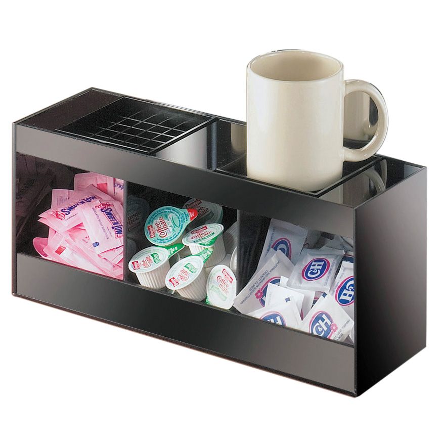 Cal-Mil&reg; Black Dual Airpot Drip Tray Unit w/ Condiment Bins