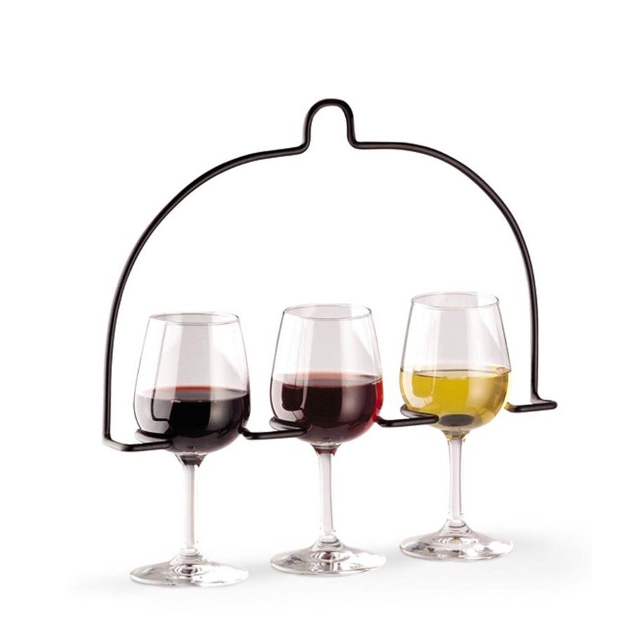 Traex Black Inline 3-Glass 12" Wire Flight Caddy