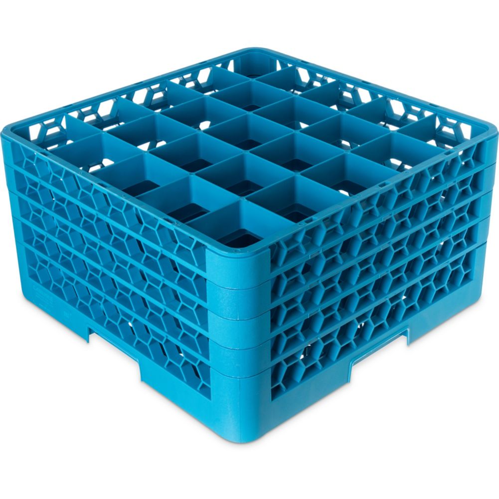 Carlisle&reg; OptiClean 25 Compartment Glass Rack w/ 4 Extenders, Blue