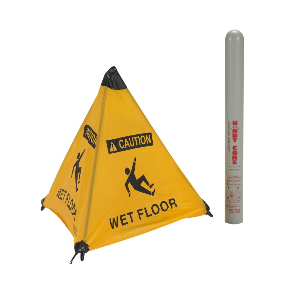 Wet Floor Folding Handy Cone, Yellow, 18" H