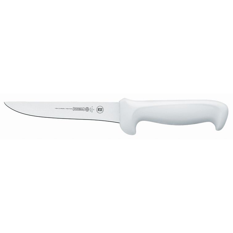 Mundial Extra Wide Stiff Boning Knife w/ White Handle - 6-1/4"