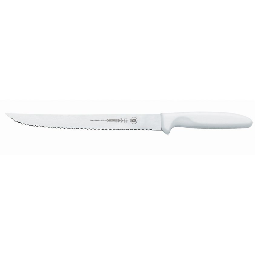Mundial Serrated Edge Utility Knife w/ White Handle - 8"