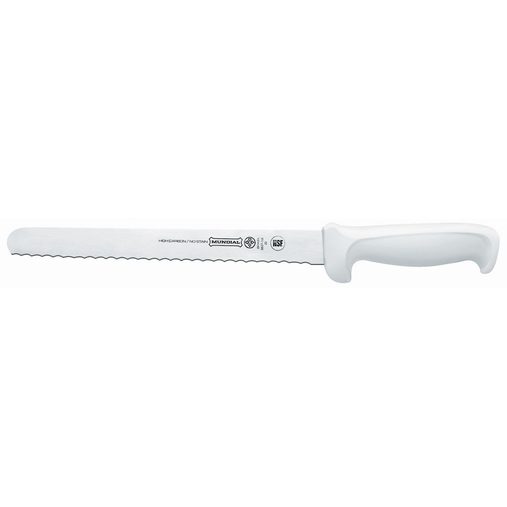 Mundial Serrated Edge Utility Slicer Knife w/ White Handle - 10"
