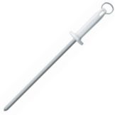 Mundial Round Regular Cut Sharpening Steel w/ White Handle - 12"