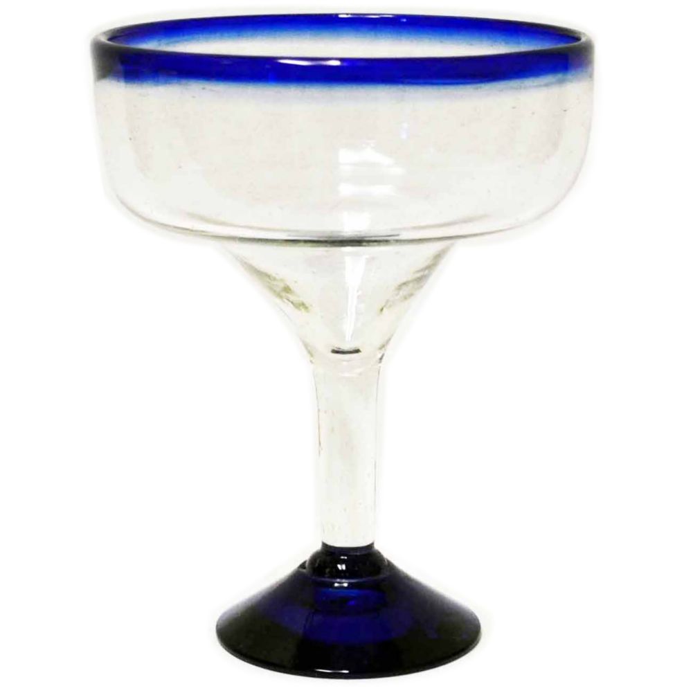 Cobalt Blue Rim 10 oz Margarita Glass