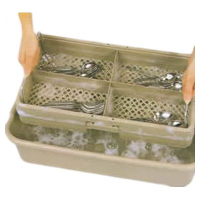 Traex&reg; 4 Compartment Beige Half Tub Rack