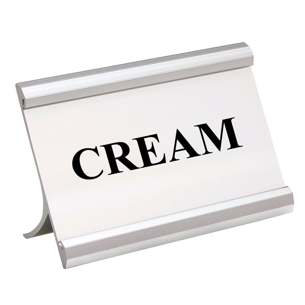 Matte Silver 3.5 x 2 "CREAM" Coffee Break Metal Sign