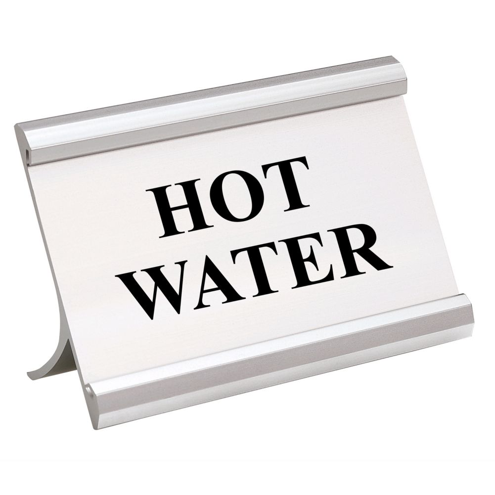 Matte Silver 3.5 x 2 HOT WATER Coffee Break Metal Sign