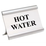 Matte Silver 3.5 x 2 HOT WATER Coffee Break Metal Sign