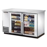 True&reg; Stainless Steel 2-Glass Door Back Bar Cooler f/ 134 6-Packs