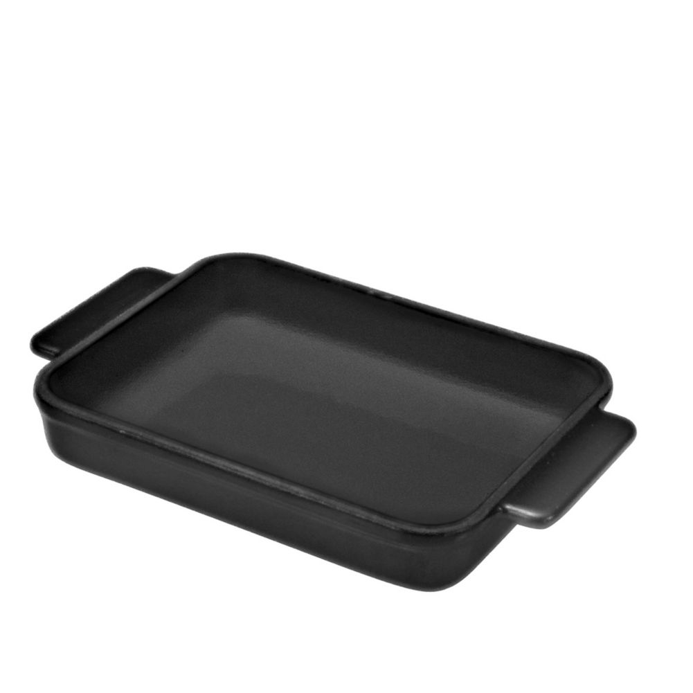 Rectangular Cast Iron Casserole, Black Gloss, 9 oz