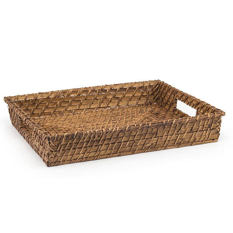 Front Of The House&reg; Brown 14-1/2" Rectangular Rattan Tray