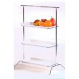Buffet Euro Rectangle Chrome Tri-Level Stand w/ Bamboo Boards