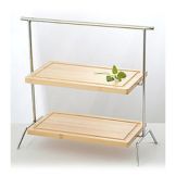 Culinaire&trade; Rectangular Chrome 2-Tier Riser w/ Wood Cutting Board
