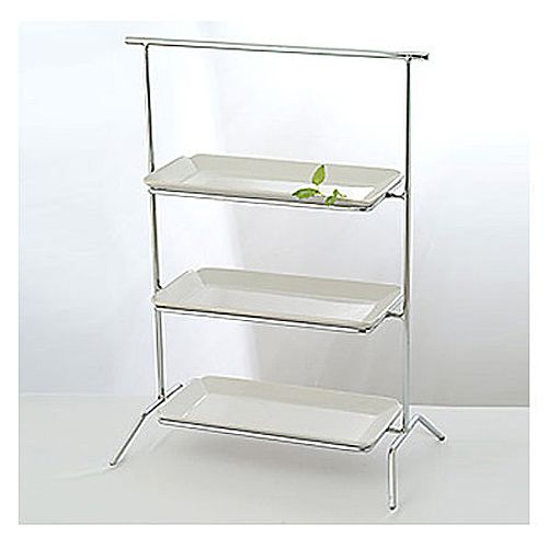 Culinaire&trade; Rectangular Chrome 3-Tier Riser w/ China Platter