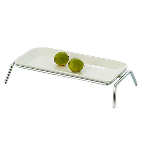 Culinaire&trade; Rectangular Chrome 1-Tier Riser w/ China Platter