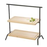 Culinaire&trade; Black Rectangular 2-Tier Riser w/ Wood Cutting Board
