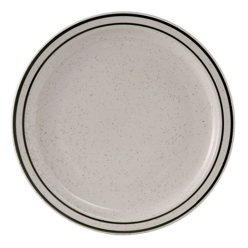 Tuxton&reg; Emerald 9" Eggshell Plate With Green Bands